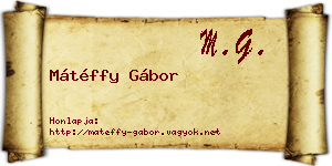 Mátéffy Gábor névjegykártya
